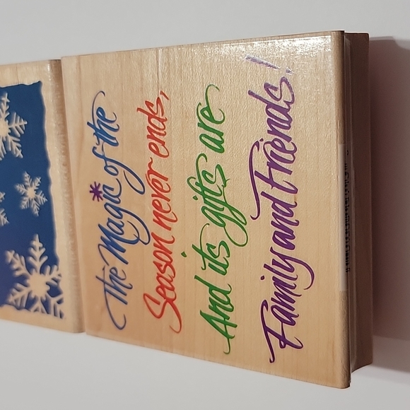 FESTIVE  RUBBER STAMPS WITH INK SET - Picture 9 of 10